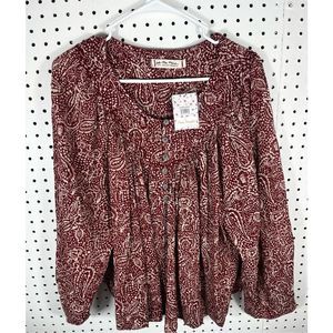 Women's Paisley Print Top - Red